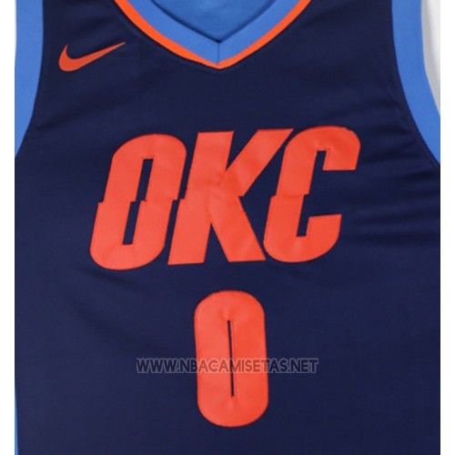 Camiseta Oklahoma City Thunder Russell Westbrook NO 0 Statement 2017-18 Azul
